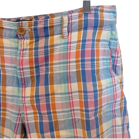 J. CREW MADRAS BERMUDA SHORTS CHINO SZ 14 X 6" BLUE PINK AQUA PLAID COTTON - Picture 3 of 14